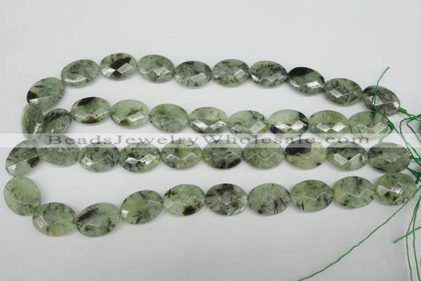 CRU190 15.5 inches 15*20mm faceted oval green rutilated quartz beads