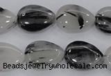 CRU87 15.5 inches 15*20mm flat teardrop black rutilated quartz beads