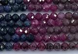 CRZ1200 15 inches 3mm faceted round ruby sapphire beads