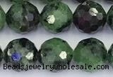 CRZ789 15 inches 8mm faceted round ruby zoisite beads