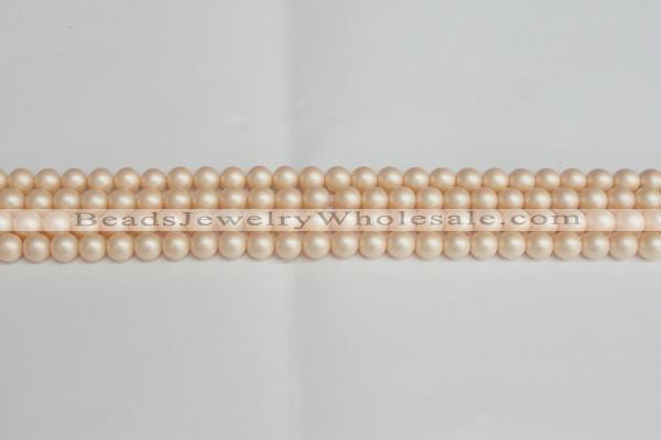 CSB1360 15.5 inches 4mm matte round shell pearl beads wholesale
