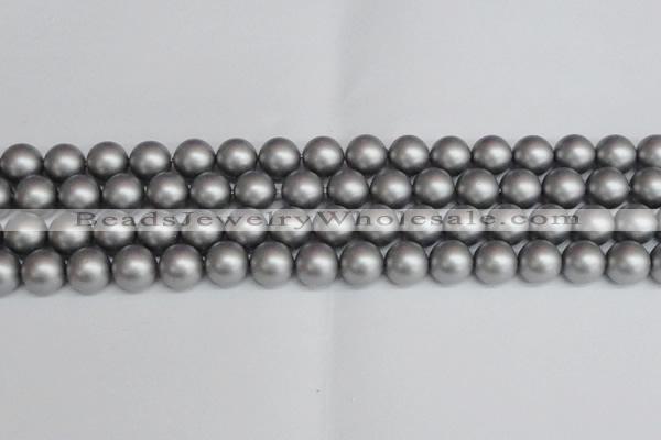CSB1444 15.5 inches 12mm matte round shell pearl beads wholesale