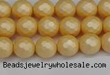 CSB1821 15.5 inches 6mm faceetd round matte shell pearl beads