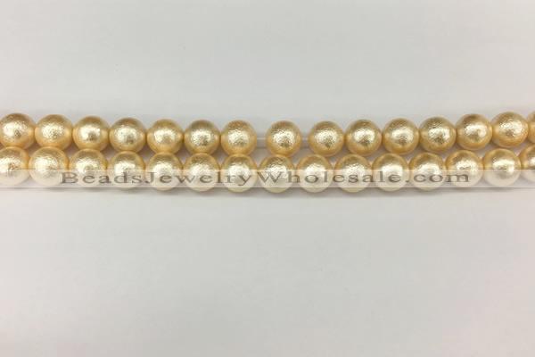 CSB2222 15.5 inches 8mm round wrinkled shell pearl beads wholesale