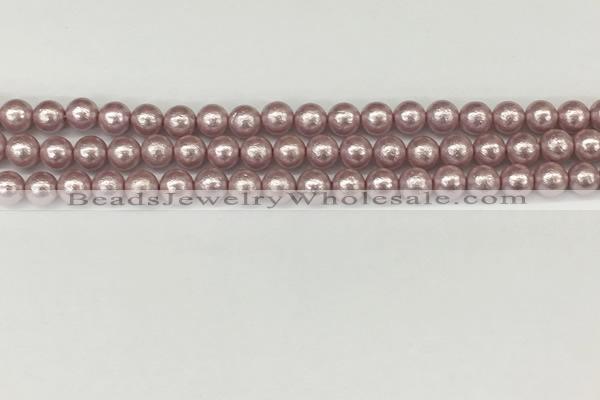 CSB2240 15.5 inches 4mm round wrinkled shell pearl beads wholesale