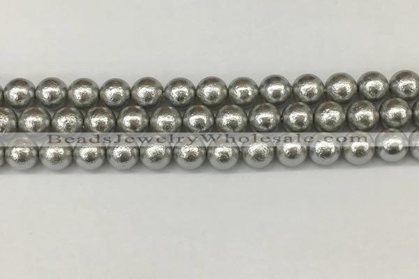 CSB2302 15.5 inches 8mm round wrinkled shell pearl beads wholesale
