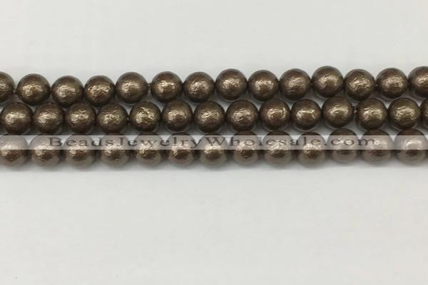 CSB2312 15.5 inches 8mm round wrinkled shell pearl beads wholesale