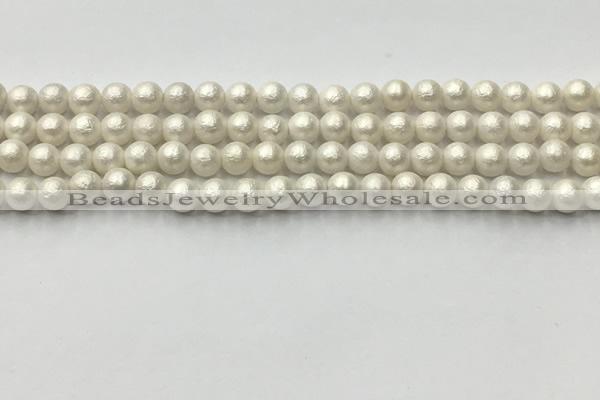 CSB2360 15.5 inches 4mm round matte wrinkled shell pearl beads