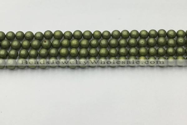 CSB2520 15.5 inches 4mm round matte wrinkled shell pearl beads