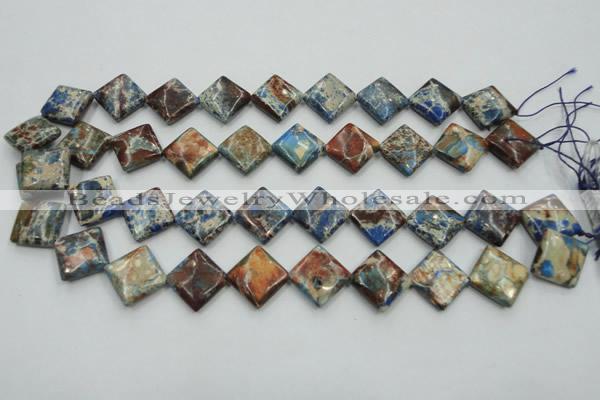 CSE54 15.5 inches 16*16mm diamond dyed natural sea sediment jasper beads