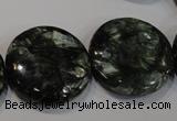 CSH127 15.5 inches 25mm flat round natural seraphinite gemstone beads