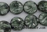 CSH52 15 inches 14mm flat round natural seraphinite gemstone beads