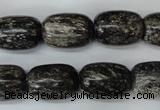 CSI22 15.5 inches 13*18mm drum silver scale stone beads wholesale