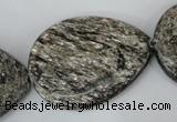 CSI40 15.5 inches 30*40mm flat teardrop silver scale stone beads wholesale