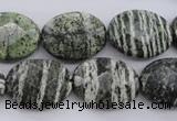 CSJ113 15.5 inches 15*20mm faceted oval green silver line jasper beads