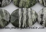 CSJ114 15.5 inches 22*30mm faceted oval green silver line jasper beads