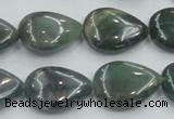 CSJ203 15.5 inches 15*20mm flat teardrop serpentine jade gemstone beads