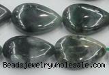 CSJ204 15.5 inches 18*25mm flat teardrop serpentine jade gemstone beads