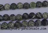 CSJ500 15.5 inches 4mm round matte green silver line jasper beads