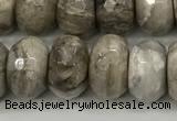 CSL133 15.5 inches 6*10mm faceted rondelle sliver leaf jasper beads