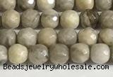 CSL156 15.5 inches 4mm faceted 

round sliver leaf jasper beads