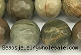 CSL173 15 inches 10mm faceted round silver leaf jasper gemstone beads