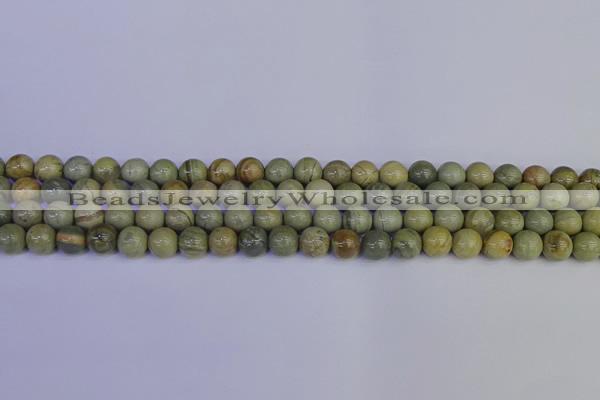 CSL201 15.5 inches 6mm round silver leaf jasper beads wholesale