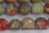 CSL234 15.5 inches 12mm faceted round silver leaf jasper beads