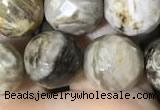 CSL95 15.5 inches 12mm faceted round sliver leaf jasper beads