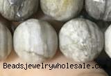 CSL96 15.5 inches 14mm faceted round sliver leaf jasper beads