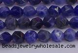 CSO551 15.5 inches 6mm faceted nuggets sodalite gemstone beads