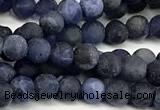 CSO925 15 inches 4mm round matte sodalite beads