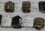 CSQ158 10-14mm*14-20mm nuggets white crystal & smoky quartz beads