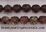 CSQ526 15.5 inches 6mm faceted nuggets smoky quartz gemstone beads