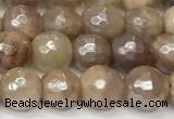 CSS811 15 inches 8mm faceted round AB-color sunstone beads