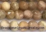 CSS820 15 inches 6mm faceted round sunstone beads