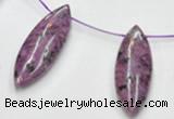 CSU25 AB grade 20*60mm flat rice dyed natural sugilite beads