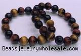 CTB38 7.5 inches 12mm round colorful tiger eye beaded bracelets