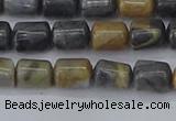 CTB712 15.5 inches 6*8mm tube black picasso jasper beads wholesale