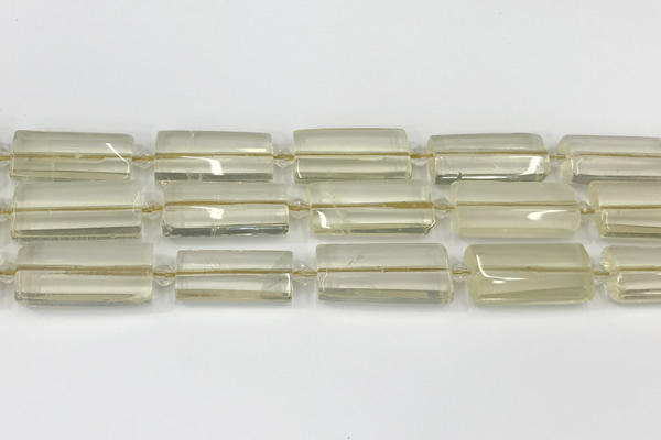 CTB858 13*25mm - 15*28mm faceted flat tube lemon quartz beads