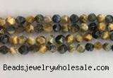 CTE2126 15.5 inches 8mm faceted nuggets golden & blue tiger eye beads