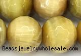 CTE2391 15 inches 12mm faceted round golden tiger eye beads