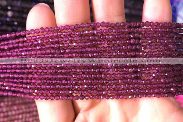 CTG802 15.5 inches 2mm faceted round tiny red garnet beads