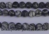 CTJ400 15.5 inches 4mm round matte black water jasper beads