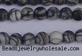 CTJ401 15.5 inches 6mm round matte black water jasper beads