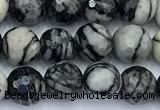 CTJ425 15 inches 6mm faceted round black water jasper beads