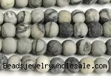 CTJ430 15 inches 4mm round matte black water jasper beads