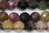 CTO726 15 inches 6mm faceted round tourmaline beads