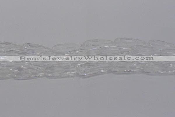 CTR130 15.5 inches 10*30mm faceted teardrop white crystal beads
