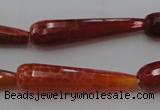 CTR46 15.5 inches 10*40mm faceted teardrop natural fire agate beads